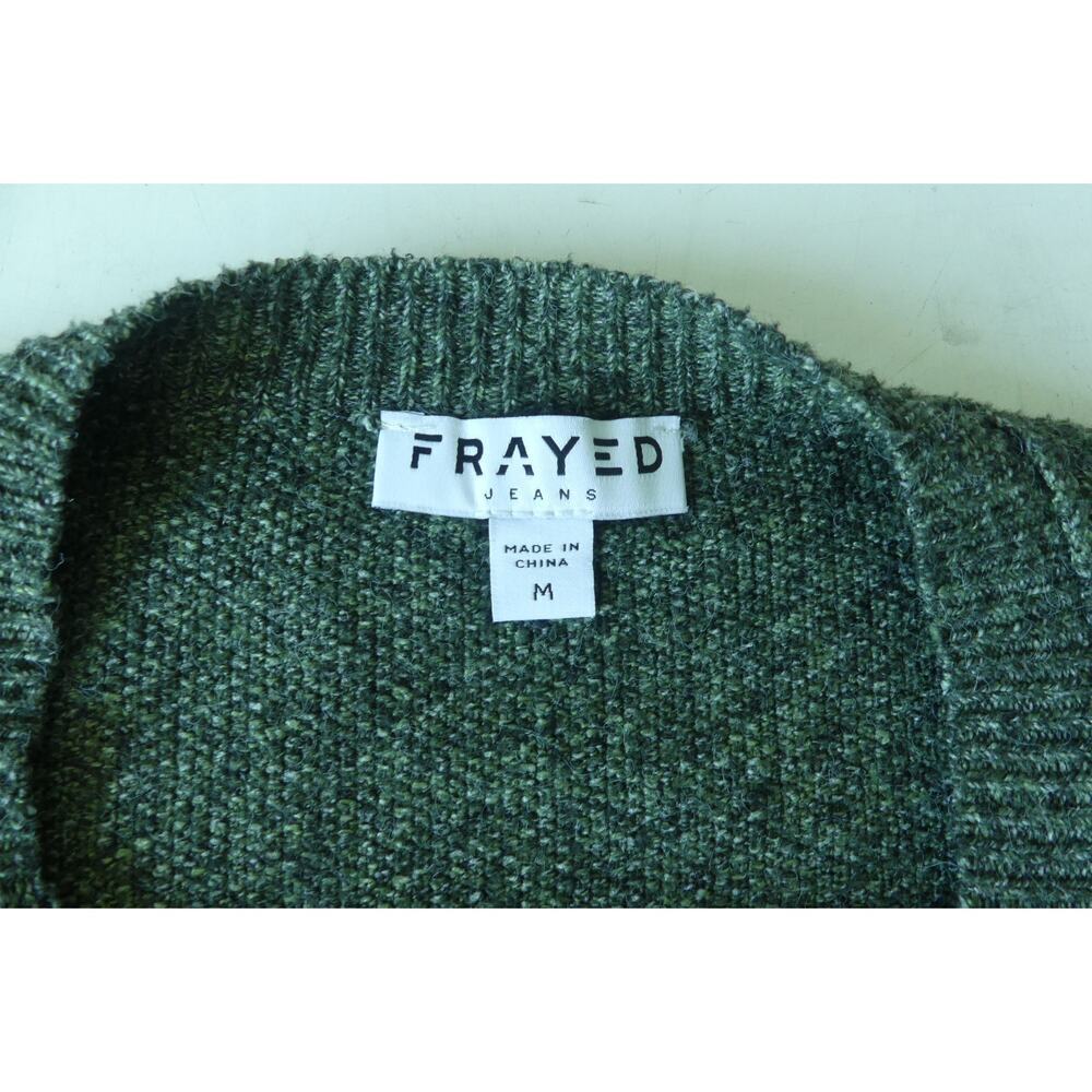 Frayed‎ Jeans Sweater Women's Medium Oversized Shredded Green Black Lagenlook - Picture 4 of 7